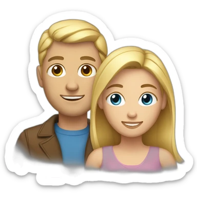 An american couple. The woman is blonde and has blue eyes. The man has brown hair, his left ear is perced. sticker