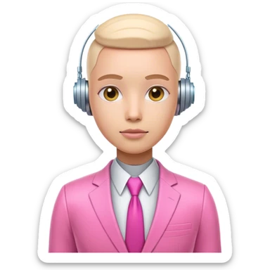 very human looking-like 3d robot office worker in intensive pink color suit sticker