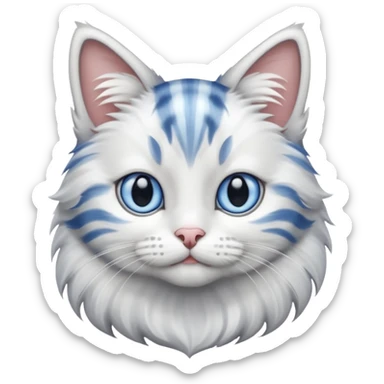 striped cat with hair in white and gray colors with blue eyes sticker
