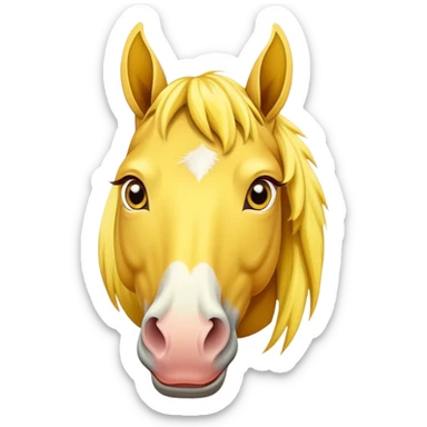 A mature all-yellow horse with its face facing the screen sticker