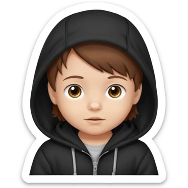 baby with brown hair and black hoodie sticker