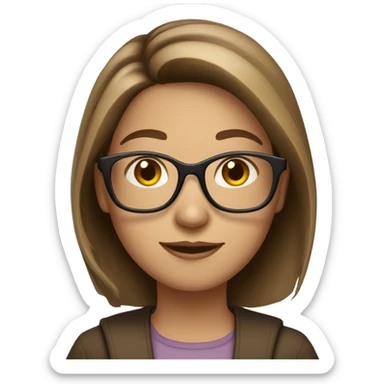 Light brunette hair girl with highlights and brown glasses carrying books  sticker