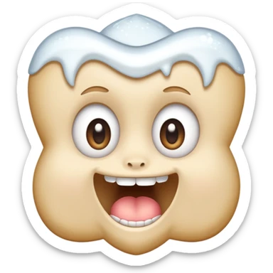 white tooth with a super cute face, big sparkling eyes, small mouth sticker