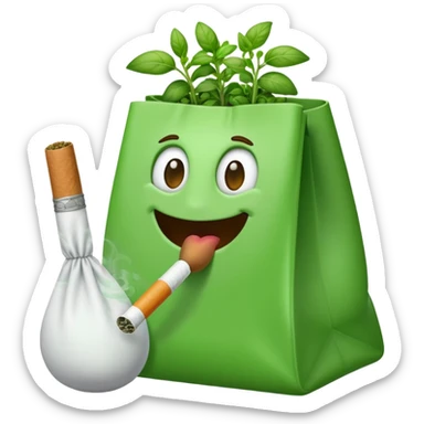 Make a emoji with a white cigarette in it’s mouth with a bag of oregano next to him sticker