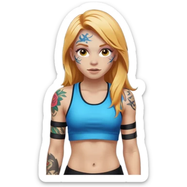 girl with long blonde hair and tattoos and an athletic ginger girl ravers sticker
