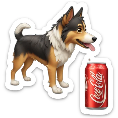 Chien berger australien qui boit un coca sticker