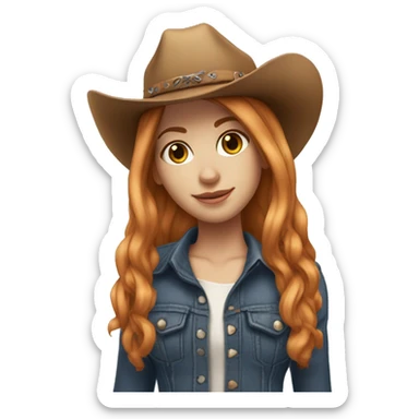 White skin, woman, feminine, 21 year old,straight hair , ginger coloured hair, beautiful, British, stylist, aesthetic, side and bangs, sensual looking, full body, complete body figure,slim, she’s wearing a cowboy outfit sticker