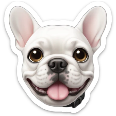 white french bulldog with a small black circle on the right eye sticker