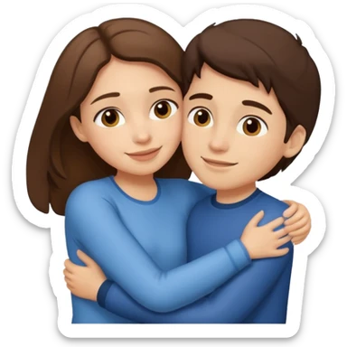 Light tone and brunette girl and boy hugging sticker