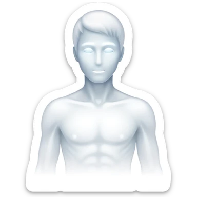 Male silhouette composed of subtle monochrome ethereal flowing energy, abstract aura forming the shape of a man, no facial features, minimal sticker