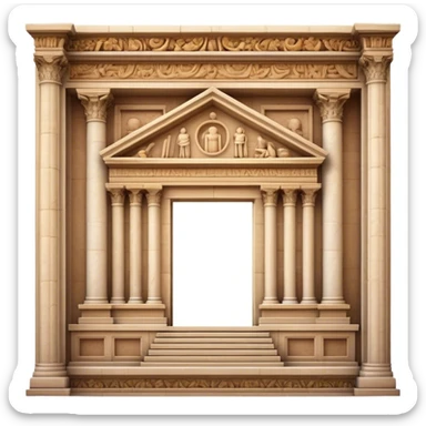 Cinematic Realistic Library of Celsus Landmark Emoji, depicted with an ornate ancient facade rendered with lifelike textures and warm, historical lighting. sticker