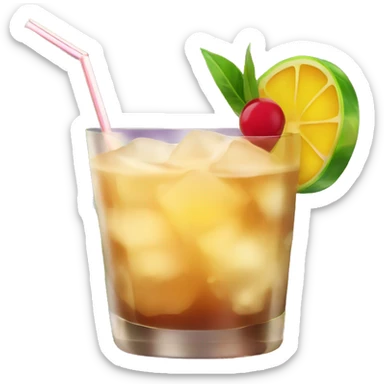 Mai tai cocktail without smile face is the glass  sticker