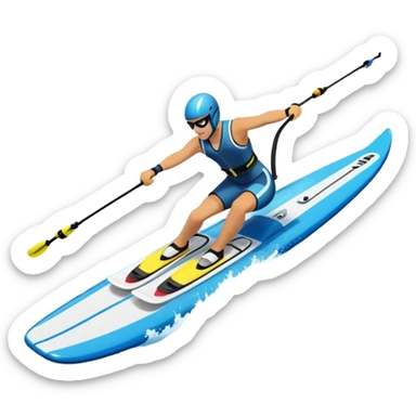 An icon featuring a close-up collage of water skis, splashing water across the surface. The design highlights the motion of the skis cutting through the water. Transparent background emphasizes the thrill of water skiing. sticker