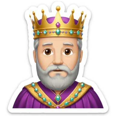 Bearded King, Old king with long gray beard and jeweled crown. sticker