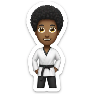 black karate instructor with afro hair and a low taper haircut sticker