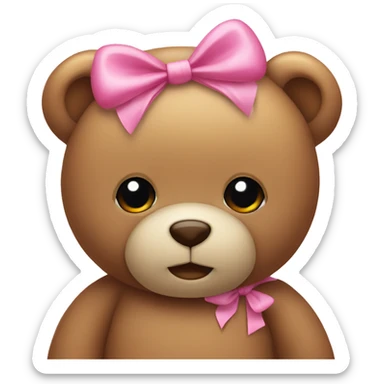 Cute teddy bear with pink bow sticker