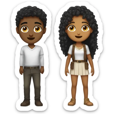 Moça guerreira de 21 anos, cabelos pretos e lisos, cumprido até a cintura, olhos castanhos e puxados, rosto e nariz fino, morena clara, estatura pequena,, sticker