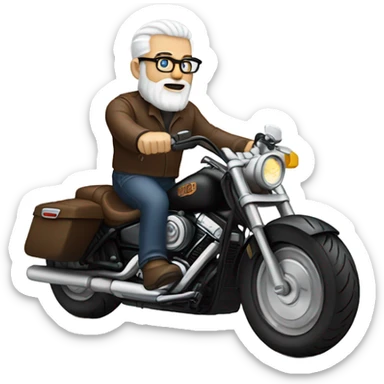 white bearded guy with reading glasses riding a harley  sticker