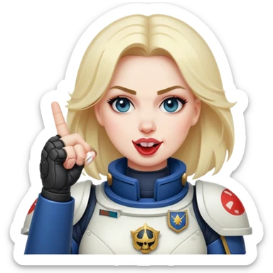 woman space marine crossed out middle finger and face with tongue out wink eye sticker