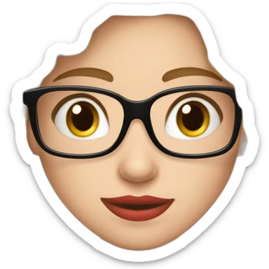 quiero un emoji de una chica blanca catira cabello largo de lentes con montura roja, vestida de peluquera sosteniendo un peine y una tijera sticker