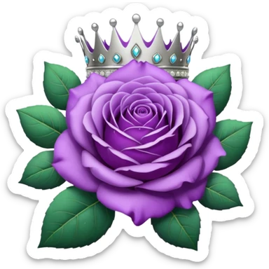 Purple rose flower, silver circle plaque, silver tiara sticker
