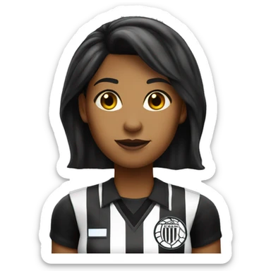 white with black hair female basketball referee  sticker