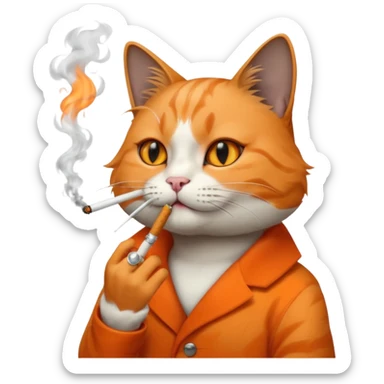 cat smoking cigarette sticker