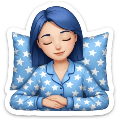  "type": "human",
      "look": "woman in star-print pyjamas, soft blue set, sleepy smile", sticker