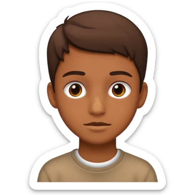 A teenager with a brown textured sticker