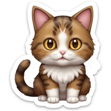 full body small short hair dark brown and white cat with hazel eyes sticker