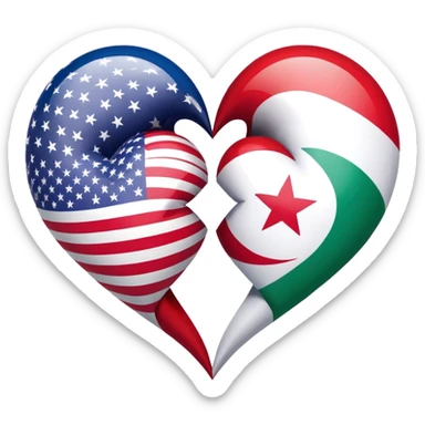 Linking the flags of Iran and the United States with one heart sticker