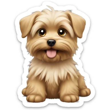 Small fluffy black and blonde Yorkshire puppy sticker