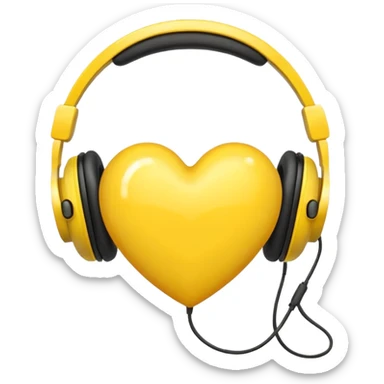 yellow heart with headphones sticker
