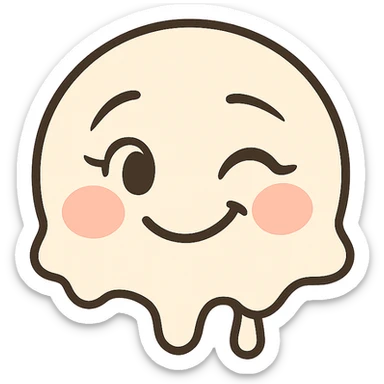 Create an animated version of the emoji with a wink and a smile, keeping the style simple and expressive. The background should be transparent. The original emoji style is simple and expressive, please maintain that look in the animation. sticker