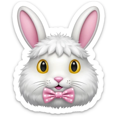 Fluffy rabbit with polka-dot yellow bow tie sticker