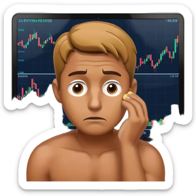 A man is watching the crypto market with anxiety  sticker