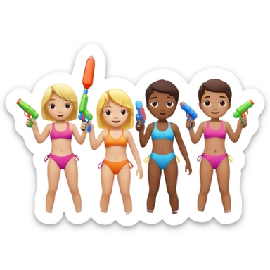 children playing with water guns sticker