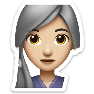 chinese girl with long black hair and dark brown eyes sticker