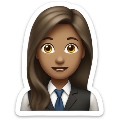 Long brown hair girl banker white sticker