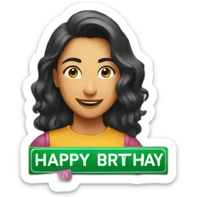 “happy birthday Priya” text on a sign sticker