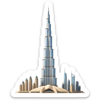 Burj Khalifa, light beige, minimalist, different angles, emoji style sticker