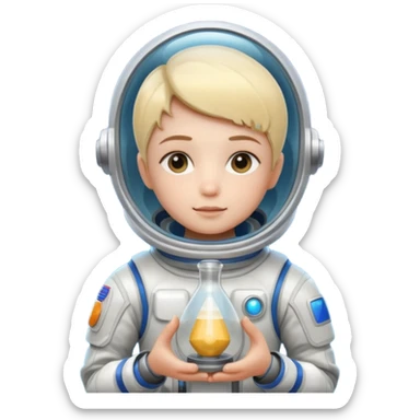 future Explorer with futuristic sandglass sticker