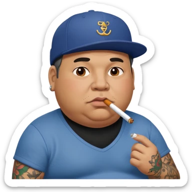 a fat dad with a cap and tattoos, with a cigarette in his mouth sticker