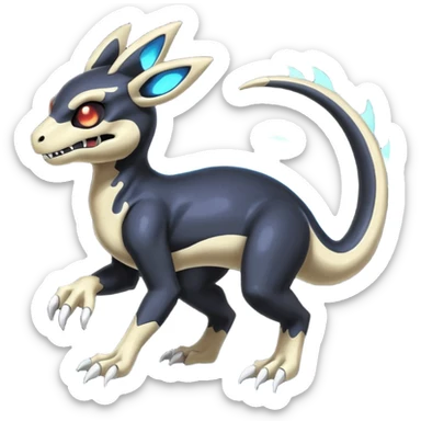 Shiny Duskull-Cubone-Salandit-Umbreon-Fakémon-hybrid-creature (full body)  sticker