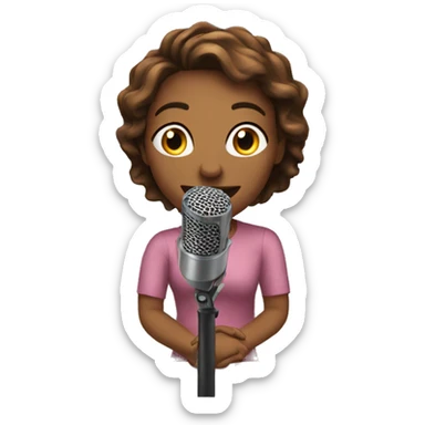 woman recording voice over sticker