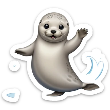 A seal grooves to the beat, dancing joyfully on the ice with flips and twirls! sticker