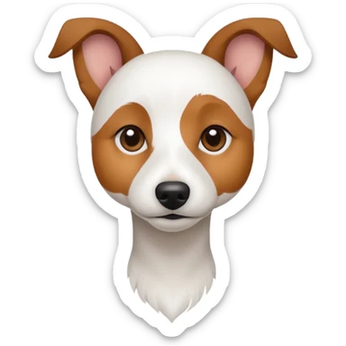 a fully white jack russell the size of a kelpie with light brown ears and a light brown patch on one eye sticker