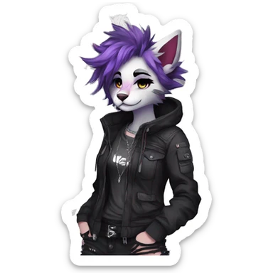 Edgy cute modern punk techwear anthro furry by Falvie, LiLaiRa, AngieWolf sticker