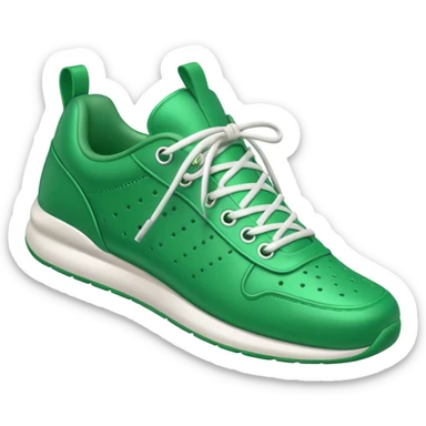 A 3D cartoon Green sneaker with soft texture, lace-up detail, and smooth reflections, isolated on plain background, Memoji-style. sticker