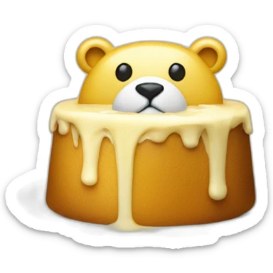 f Yellow bear with White nose and a flat body eating Pudding sticker